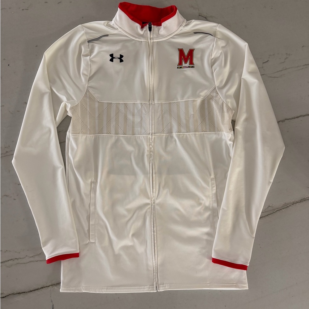 Under Armour Jacket Mens Large White/Red Maryland Terrapins NCAA Basketball